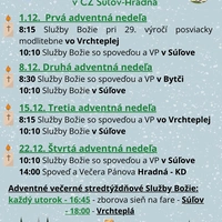 Služby Božie počas Adventu 2024