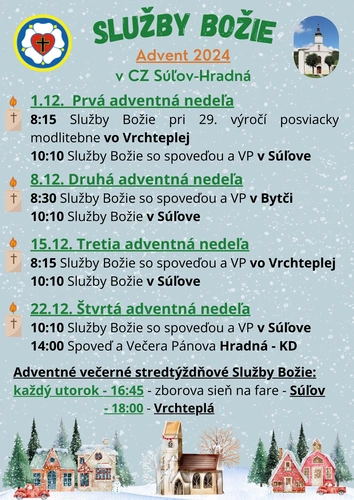 Služby Božie počas Adventu 2024