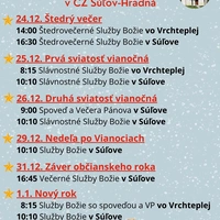 Služby Božie počas Vianoc 2024